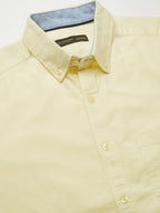 Men's Yellow Oxford 100% Cotton Regular Fit Shirt