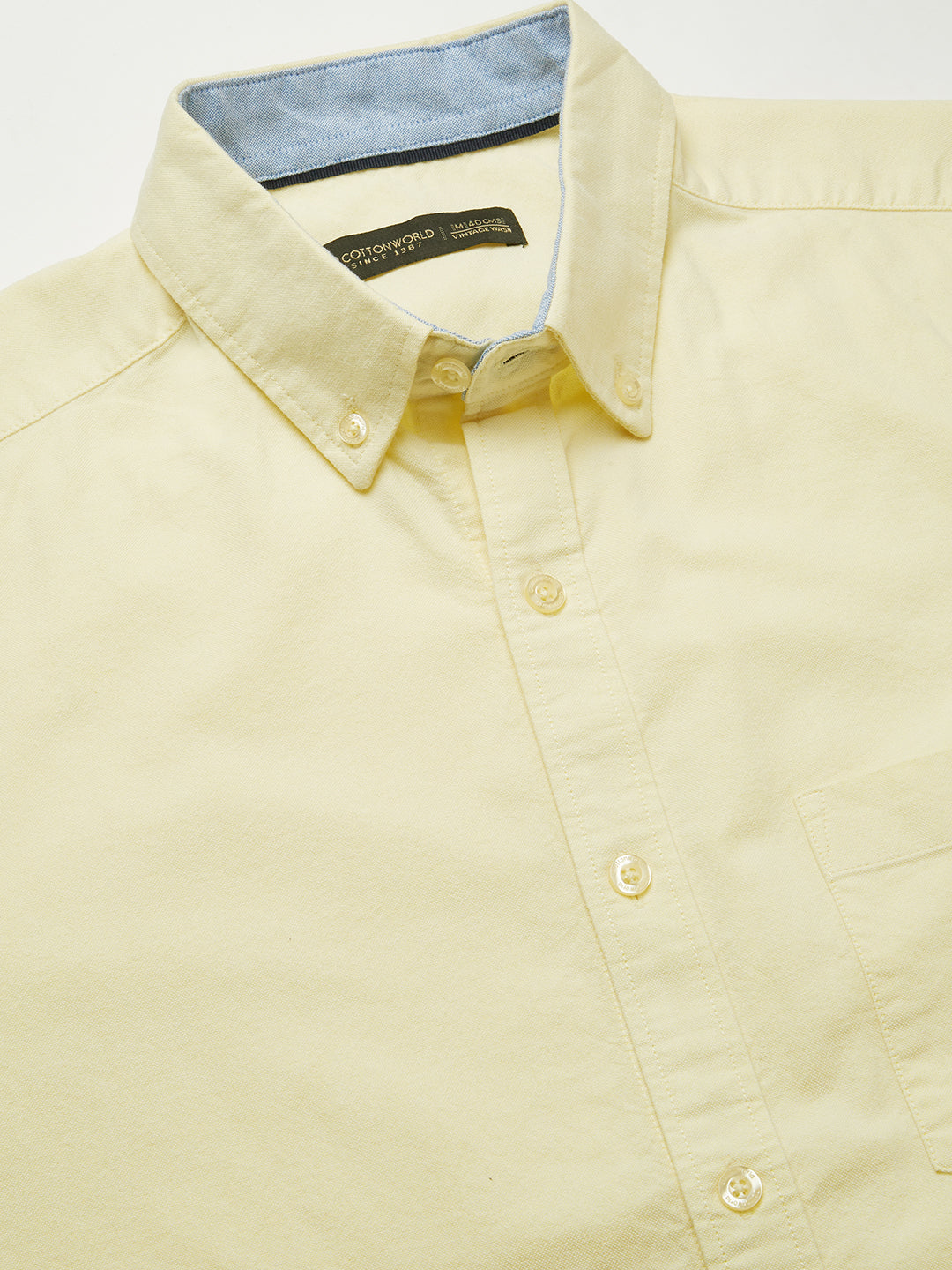 Men's Yellow Oxford 100% Cotton Regular Fit Shirt