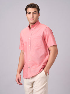 men's 100% cotton regular fit shirt brick – Buttondown Collar Half Sleeves
