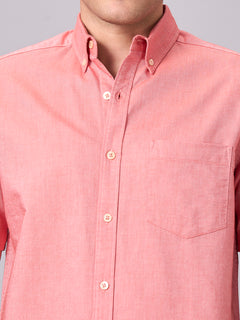 men's 100% cotton regular fit shirt brick – Buttondown Collar Half Sleeves