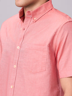 men's 100% cotton regular fit shirt brick – Buttondown Collar Half Sleeves