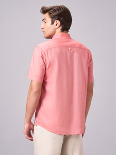 men's 100% cotton regular fit shirt brick – Buttondown Collar Half Sleeves