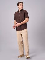 Men's Coffee 100% Cotton Regular Fit Shirt