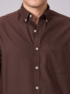 Men's Coffee 100% Cotton Regular Fit Shirt