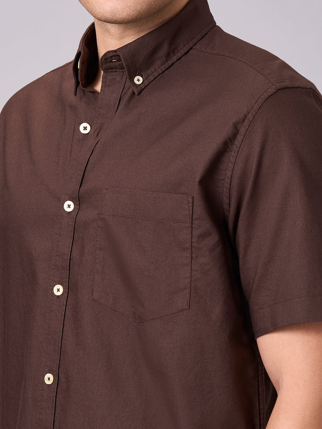Men's Coffee 100% Cotton Regular Fit Shirt