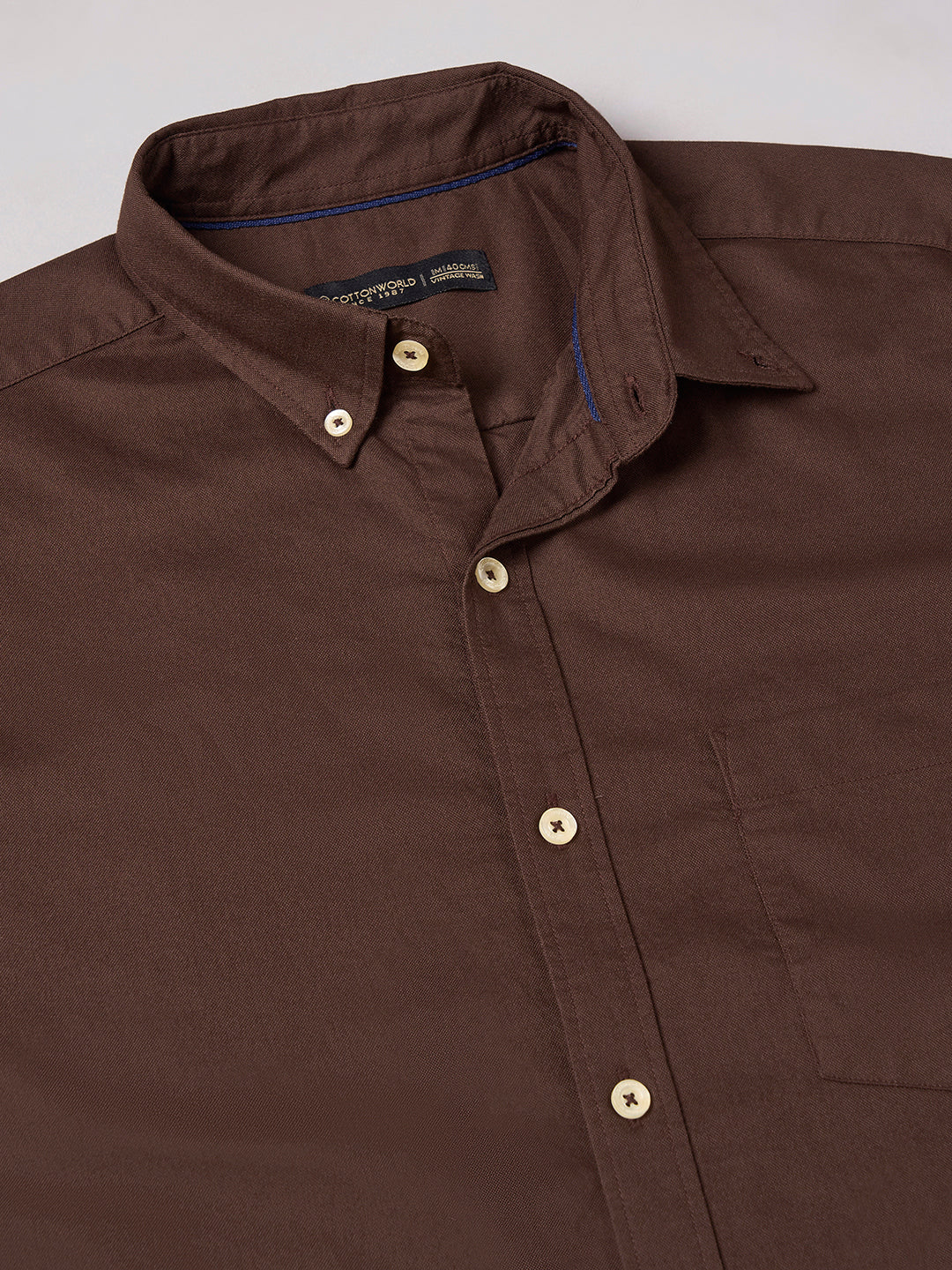 Men's Coffee 100% Cotton Regular Fit Shirt