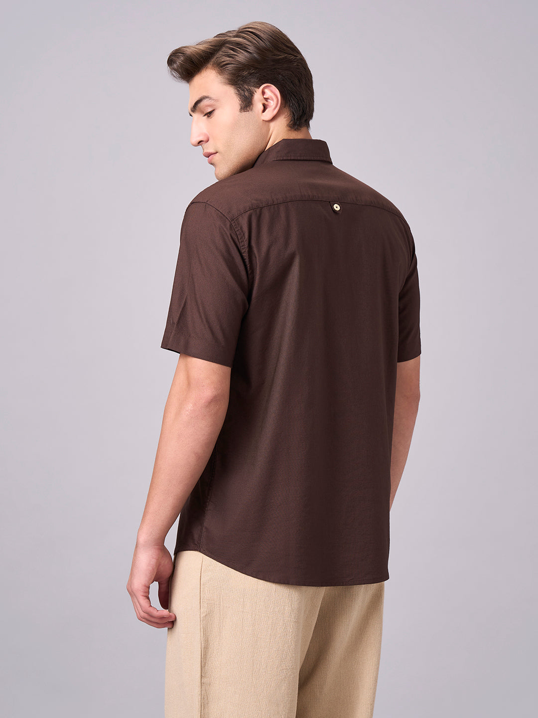 Men's Coffee 100% Cotton Regular Fit Shirt