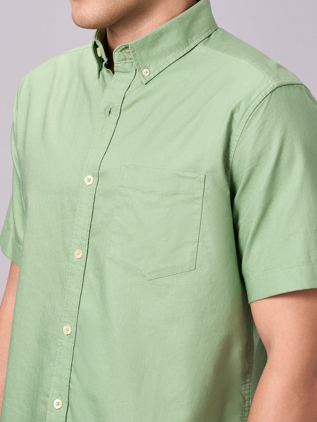 Men's Green 100% Cotton Regular Fit Shirt