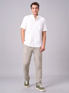Men's White 100% Cotton Regular Fit Shirt