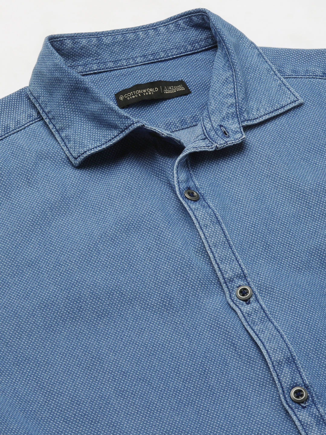 Men's Navy Cotton Slim Fit Shirt