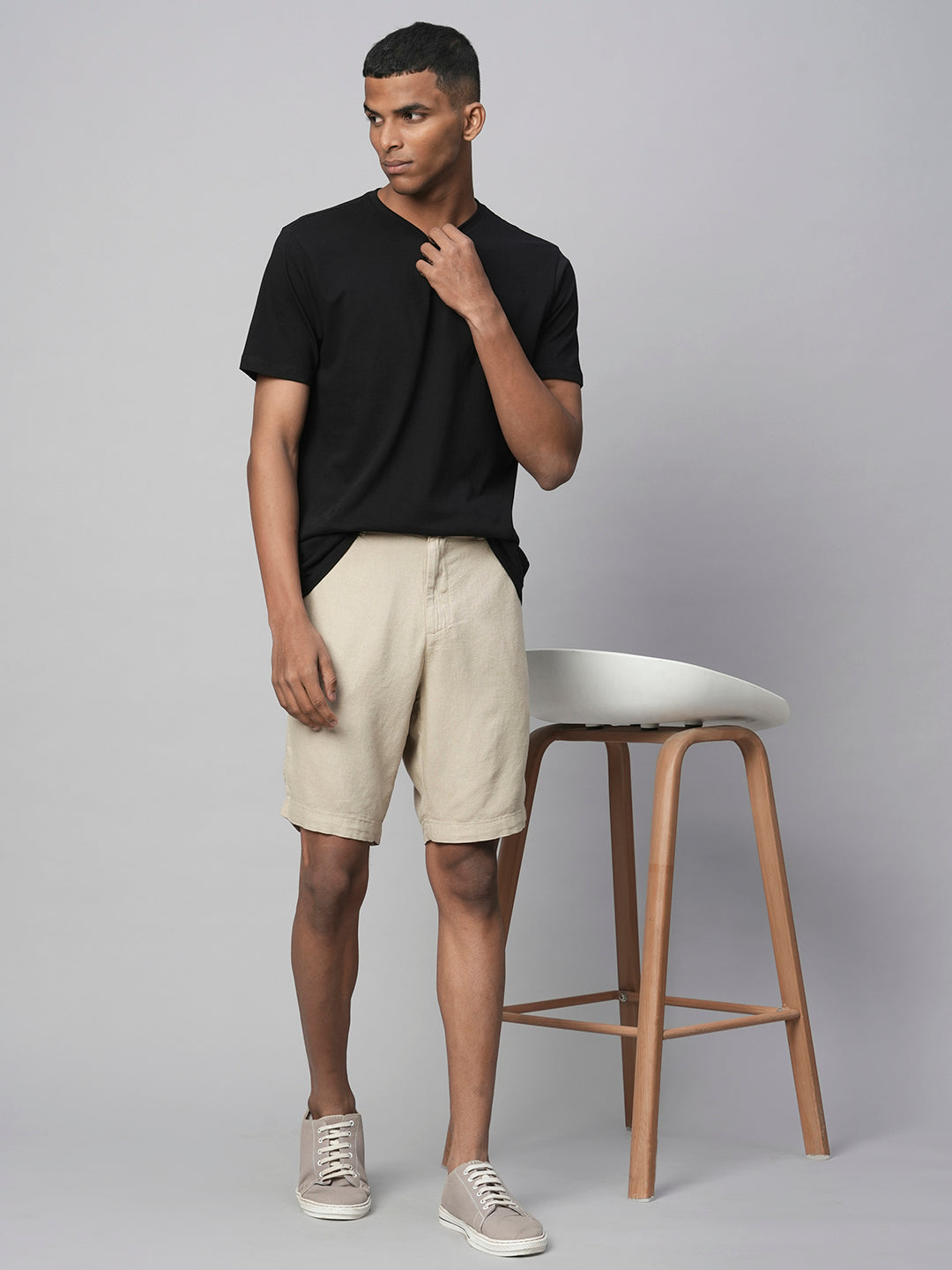 Men's Linen Viscose Natural Regular Fit Shorts