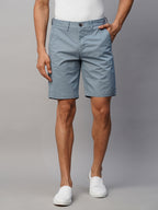 Men's Greyish Blue Cotton Lycra Regular Fit Shorts