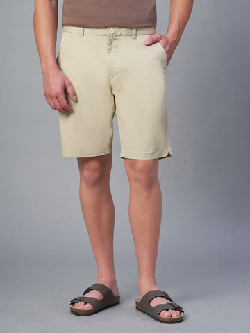 Men's Cotton Lycra Regular Fit Short Beige