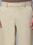 Men's Beige Cotton Lycra Regular Fit Shorts
