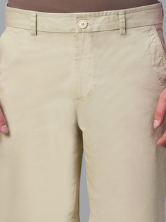 Men's Cotton Lycra Regular Fit Shorts Beige
