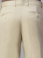 Men's Beige Cotton Lycra Regular Fit Shorts