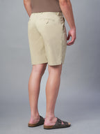 Men's Beige Cotton Lycra Regular Fit Shorts