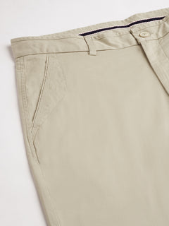 Men's Cotton Lycra Regular Fit Shorts Beige