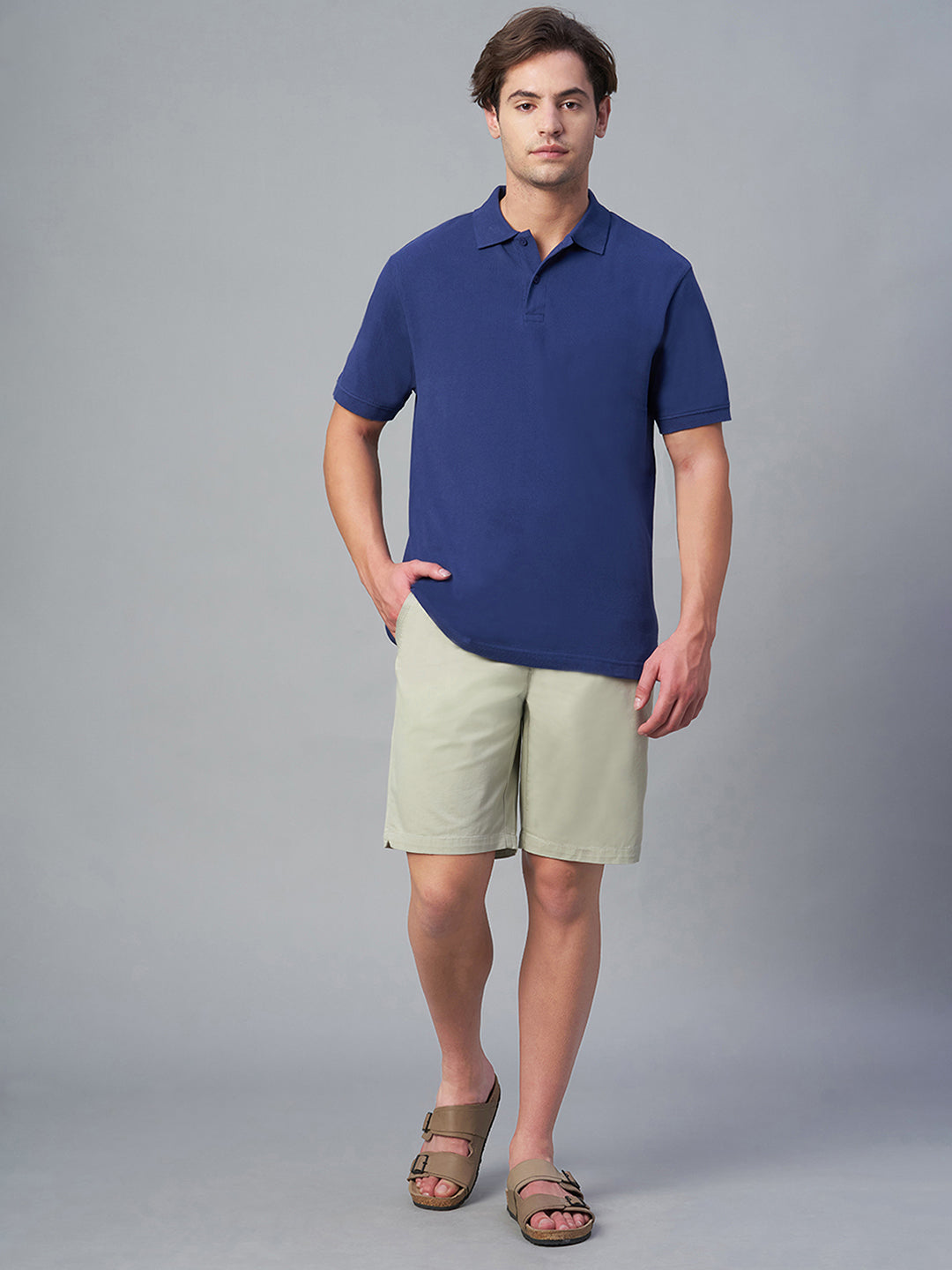 Men's Light Green Cotton Lycra Regular Fit Shorts