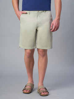Men's Cotton Lycra Regular Fit Shorts Light Green