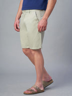 Men's Light Green Cotton Lycra Regular Fit Shorts