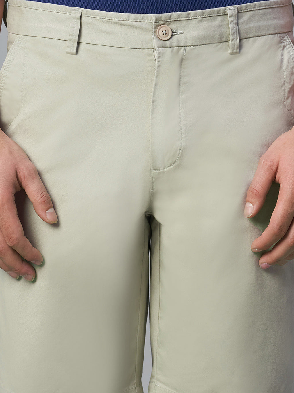 Men's Light Green Cotton Lycra Regular Fit Shorts