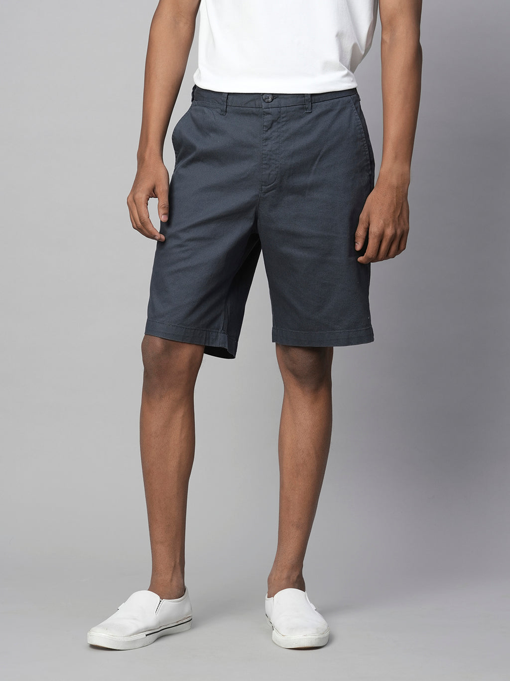 Men's Cotton Lycra Dk Blue Regular Fit Shorts