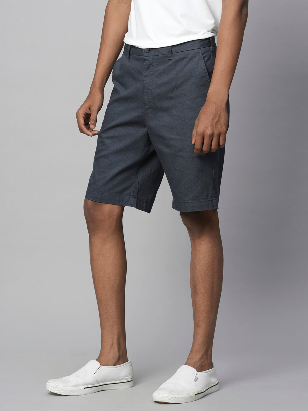 Men's Cotton Lycra Dk Blue Regular Fit Shorts