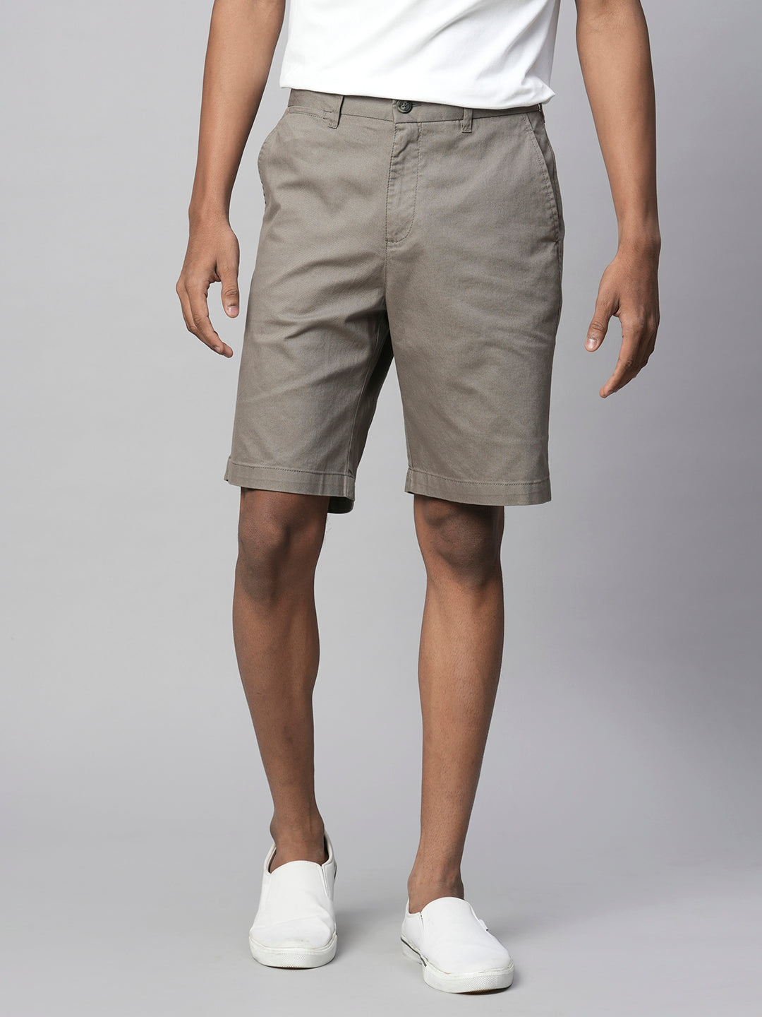 Men's Cotton Lycra Olive Regular Fit Shorts