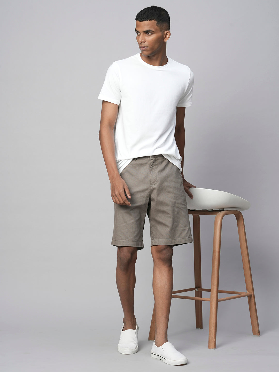 Men's Cotton Lycra Olive Regular Fit Shorts