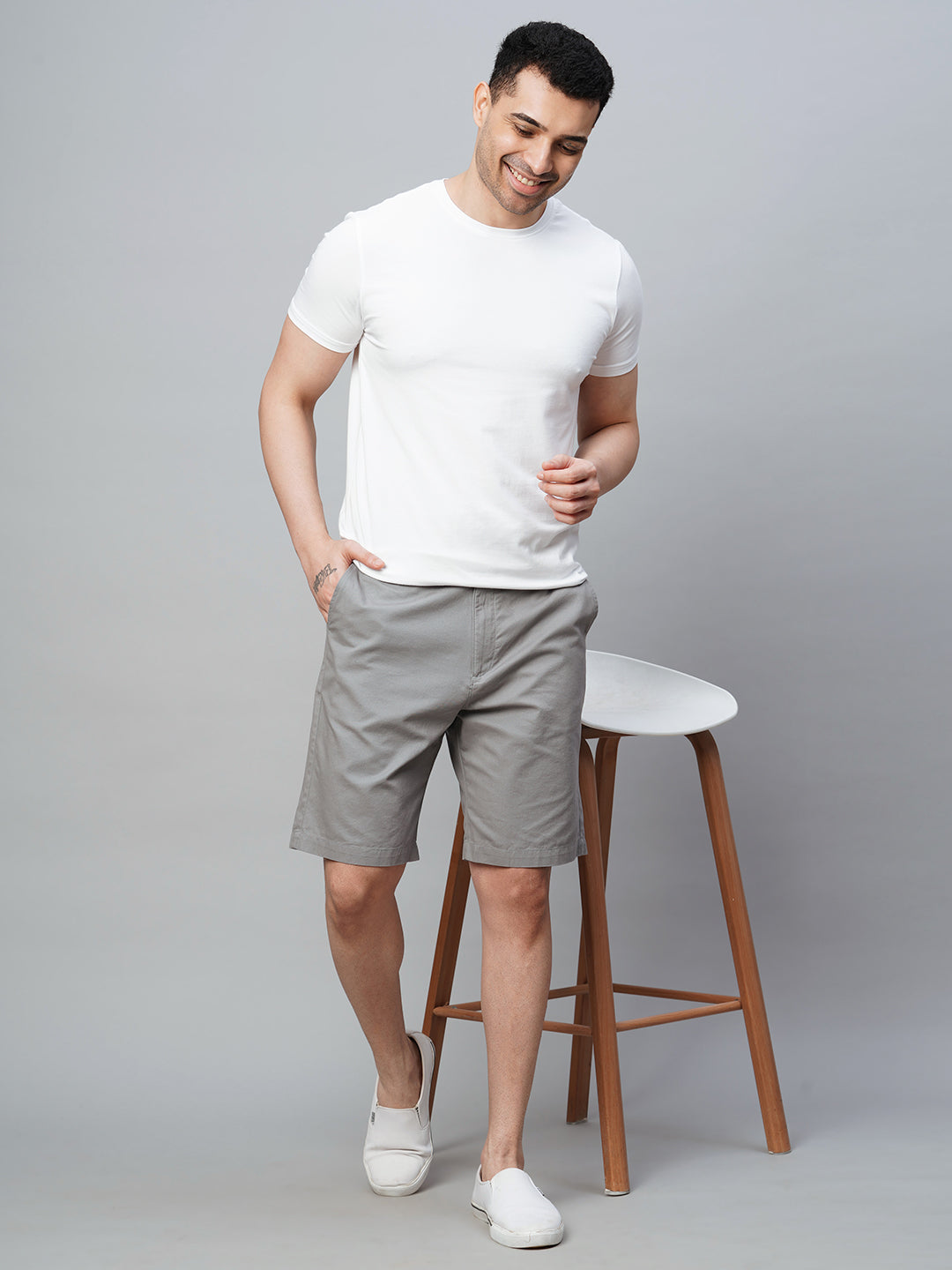 Men's Dark Grey Cotton  Regular Fit Shorts