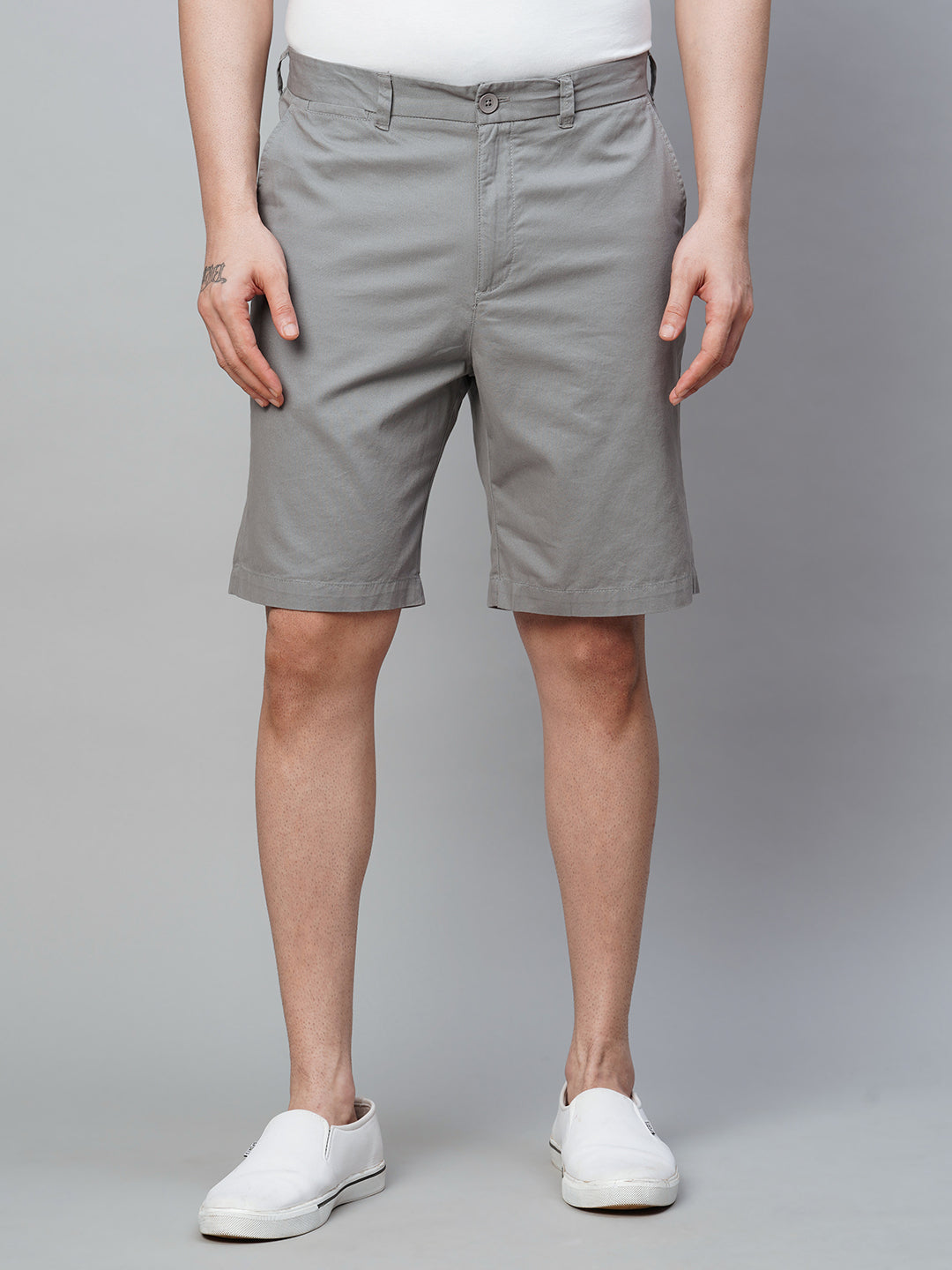 Men's Cotton Dark Grey Regular Fit Shorts