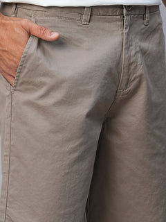 Men's Cotton Lycra Regular Fit Shorts Light Brown
