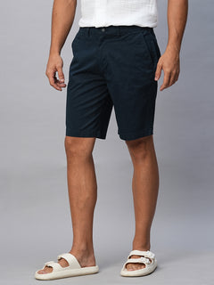 Men’s Cotton Lycra Regular Fit Button Zip Short Navy