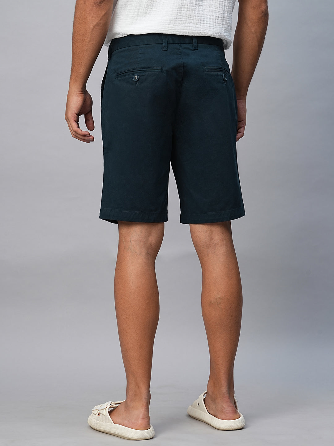 Men's Navy Cotton Lycra Regular Fit Shorts
