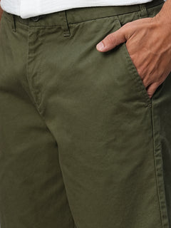 Men’s Cotton Lycra Regular Fit Longline Short Olive