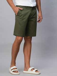 Men’s Cotton Lycra Regular Fit Longline Short Olive