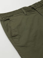 Men's Olive Cotton Lycra Regular Fit Shorts