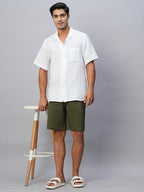 Men's Olive Cotton Lycra Regular Fit Shorts