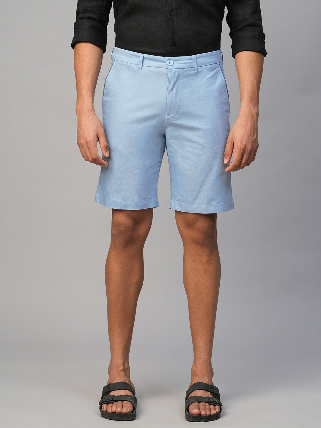 Men's Blue Cotton Regular Fit Shorts