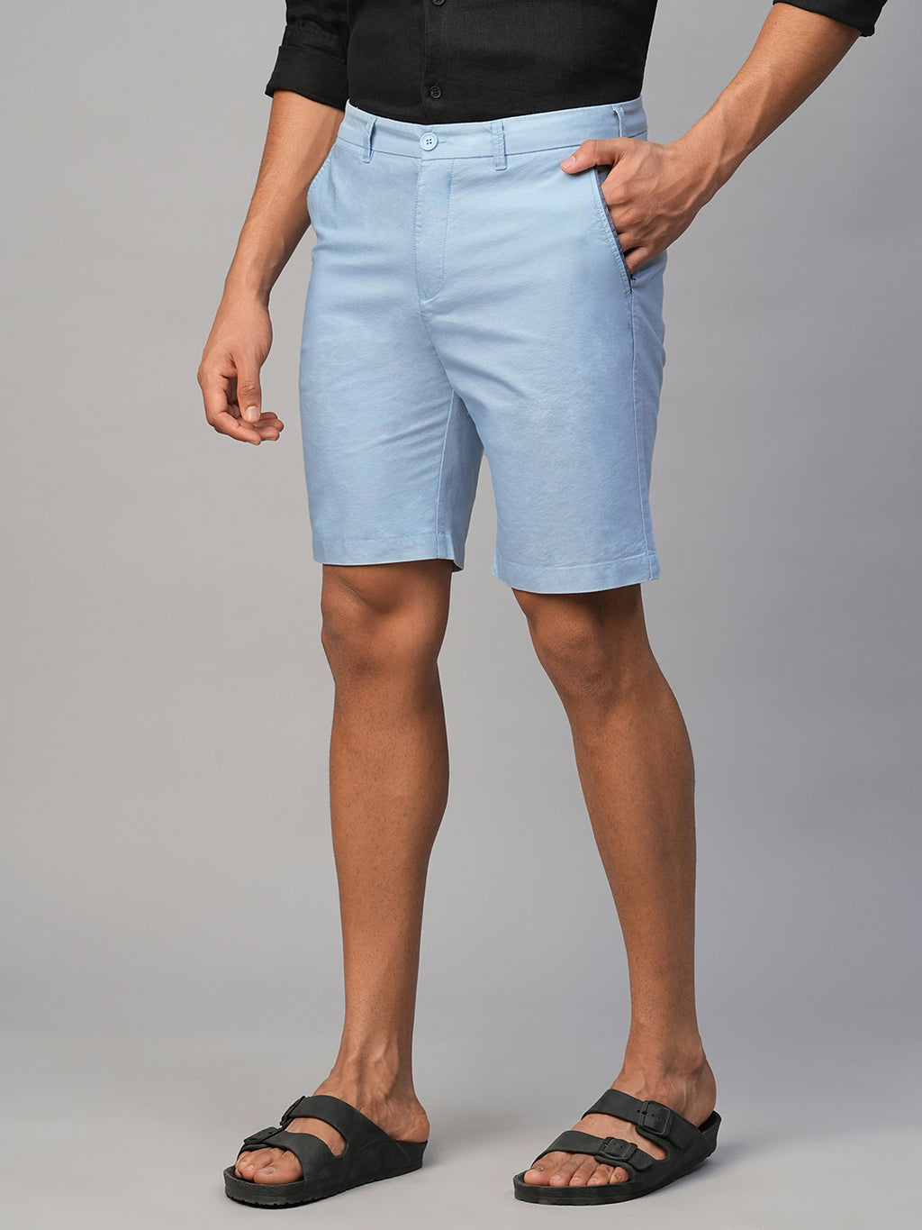 Men's Blue Cotton Regular Fit Shorts