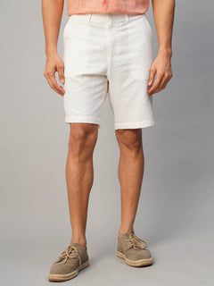 Men’s Linen Viscose Regular Fit Short White