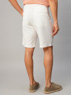 Men's White Linen Viscose Regular Fit Shorts