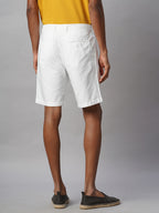 Men's White 100% Cotton Regular Fit Shorts