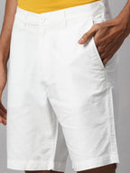 Men's White 100% Cotton Regular Fit Shorts