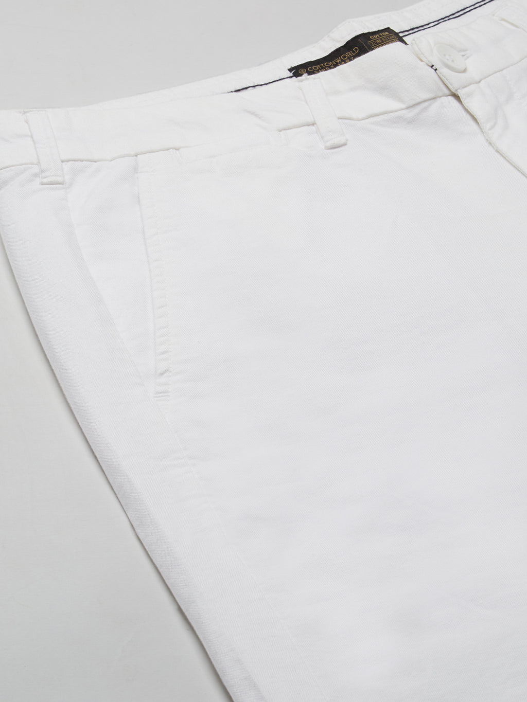 Men's White 100% Cotton Regular Fit Shorts