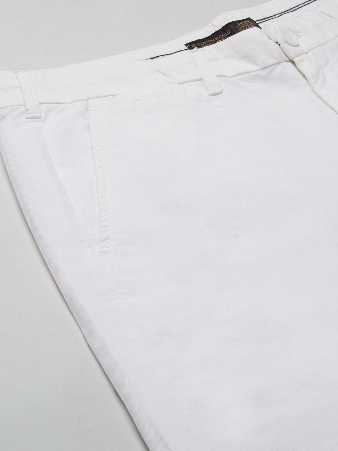 Men's White 100% Cotton Regular Fit Shorts