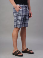 Men's Navy 100% Cotton Regular Fit Shorts