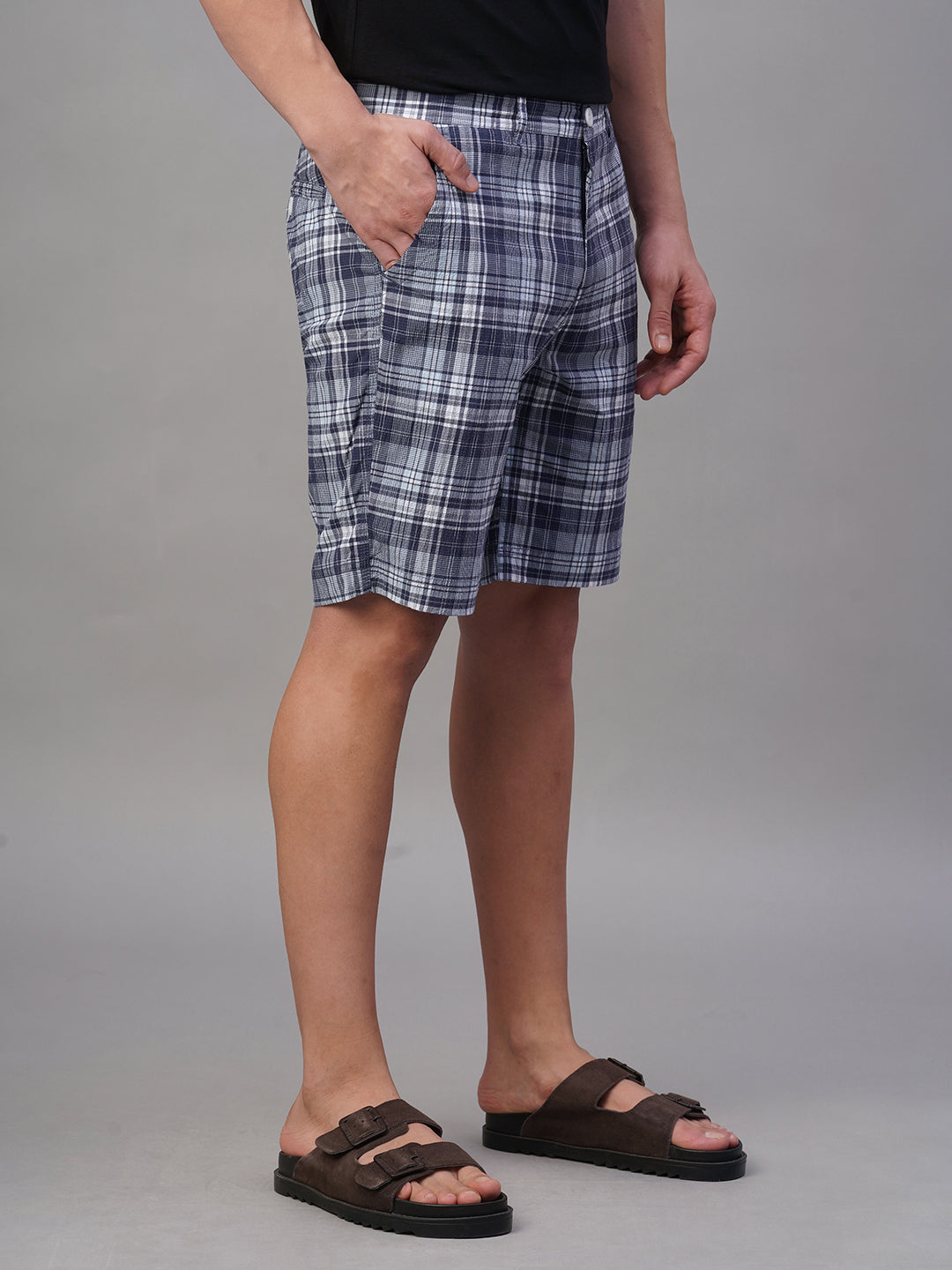 Men's Navy 100% Cotton Regular Fit Shorts