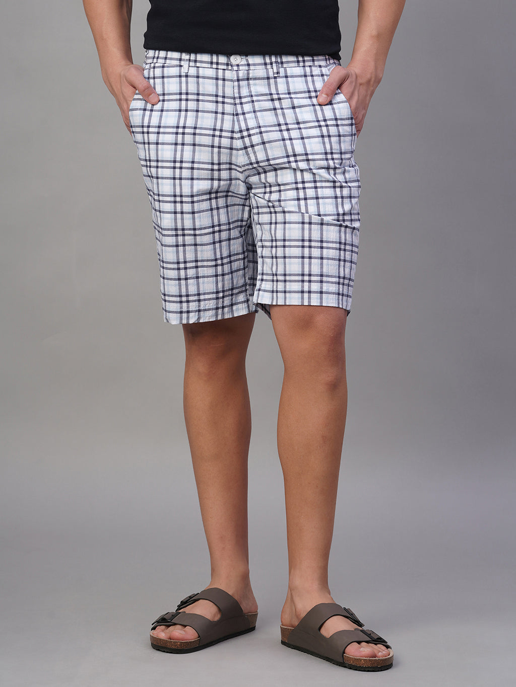 Men's Blue 100% Cotton Regular Fit Shorts